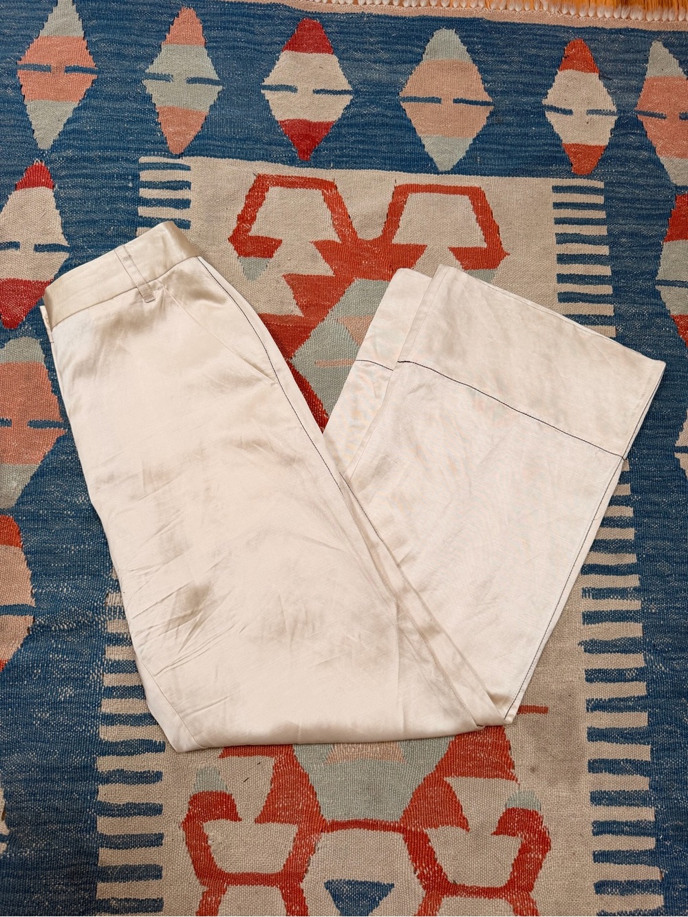 Lee Mathews Lamberts Pant in Ivory Satin Linen Blend Size 1 AU - Picture 5 of 12